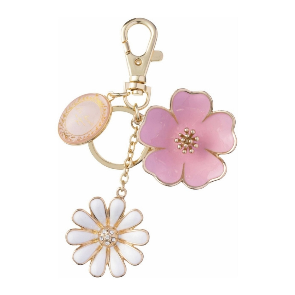 Ladurée Paris Bouquet de Fleurs Bag Charm / Key Charm Keychain in Pink and White